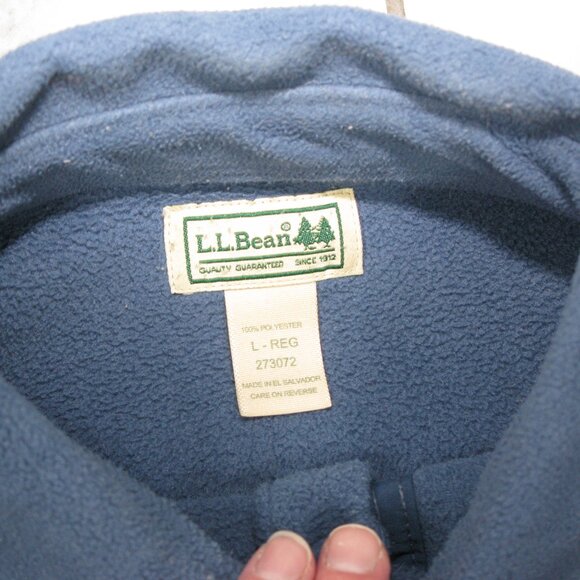 L.L. Bean Blue Fleece Button Front Long Sleeve Shirt Size Large - Picture 2 of 5